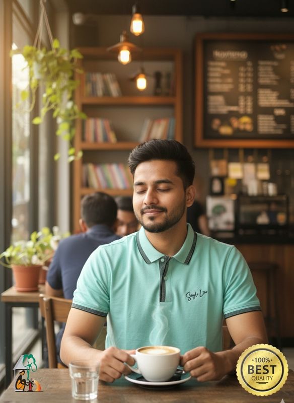 Men's Turquoise Polo T-Shirt | Premium Cotton | Slim Fit Casual Wear | Palli