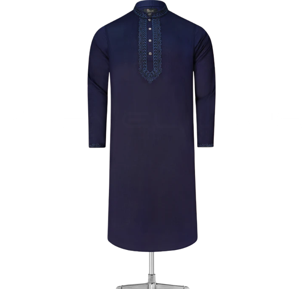 Fancy Cotton Panjabi- Metallic Blue