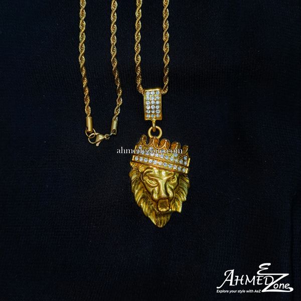 Hip Hop Lion Iced Locket Golden Color
