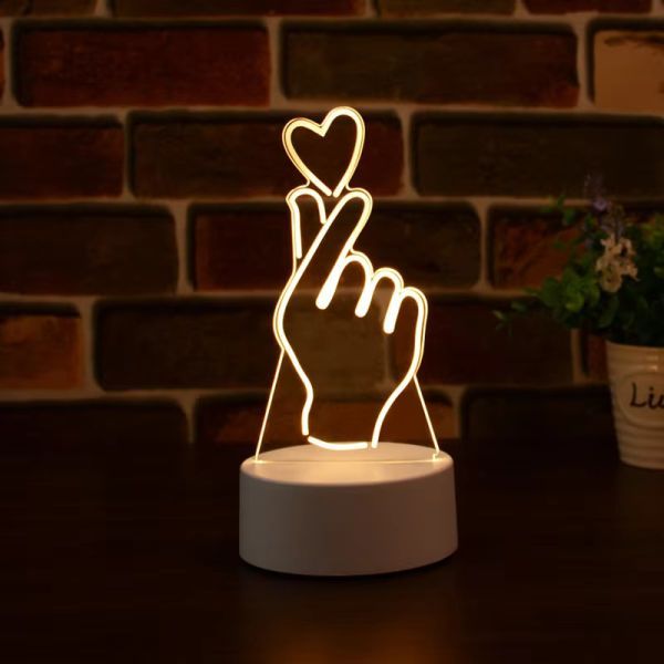 Acrylic Multicolor Night Lamp (Finger Heart)