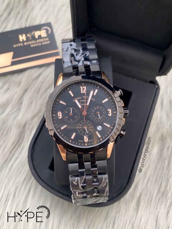 F0SSIL Chronograph (Black-Rosegold)