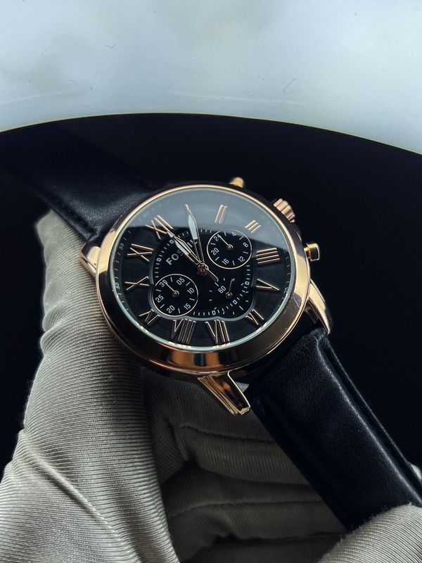 Fossil Rose Gold Black Belt