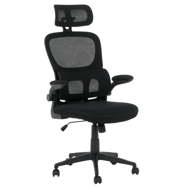 Ergonomic Mesh Office Chair with Lumbar Support & Adjustable Headrest – Black