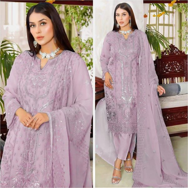 Semi –Embroidery & Sequence Work Party dress