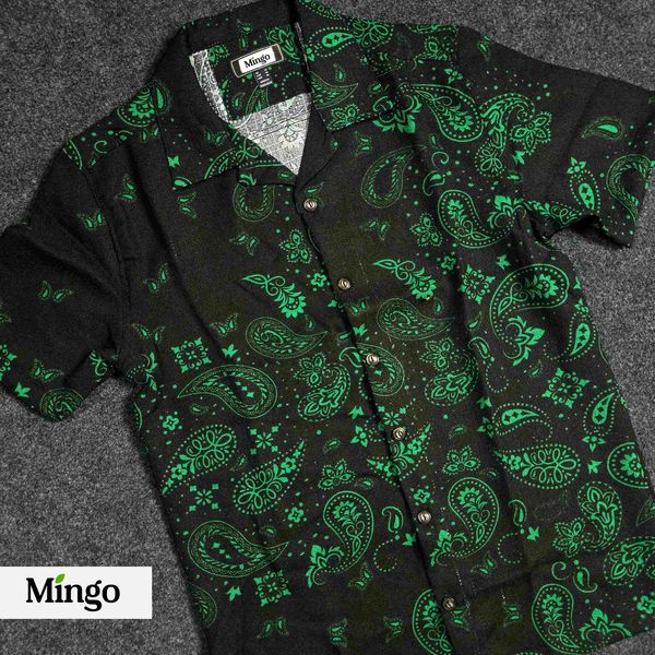 Printed Black Cuban Shirt ( AC Cotton)