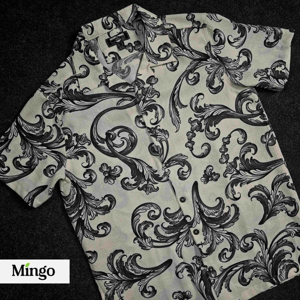 White Printed Cuban Shirt ( AC Cotton)