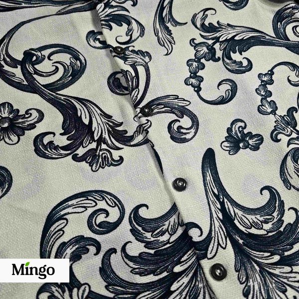 White Printed Cuban Shirt ( AC Cotton) - Image 3