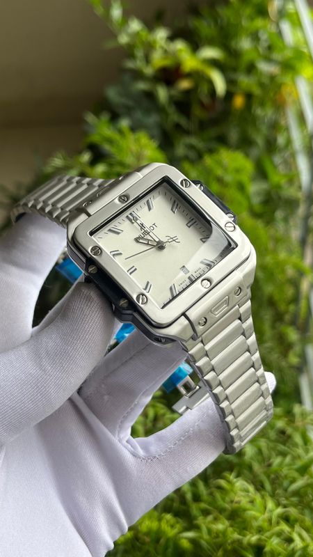 HUBLOT SQUARE BANG WHITE DIAL SILVER CHAIN (AA)