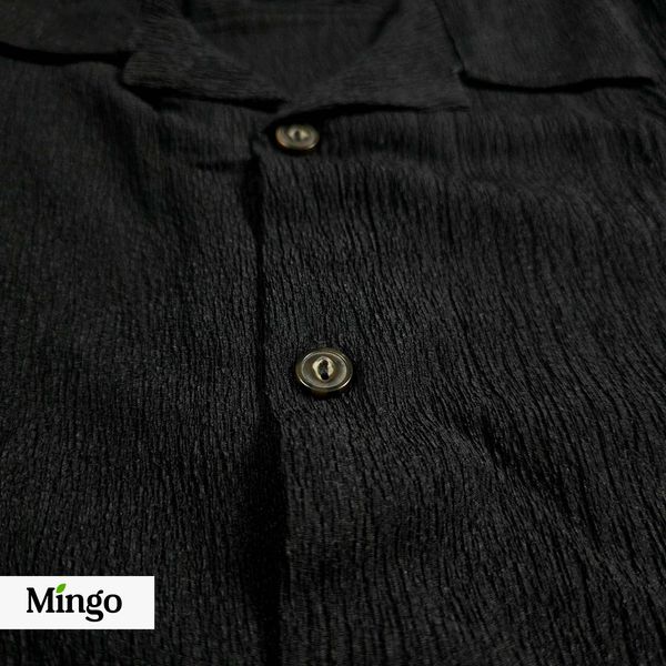 Black Cuban Shirt (Popcorn Fabric) - Image 2