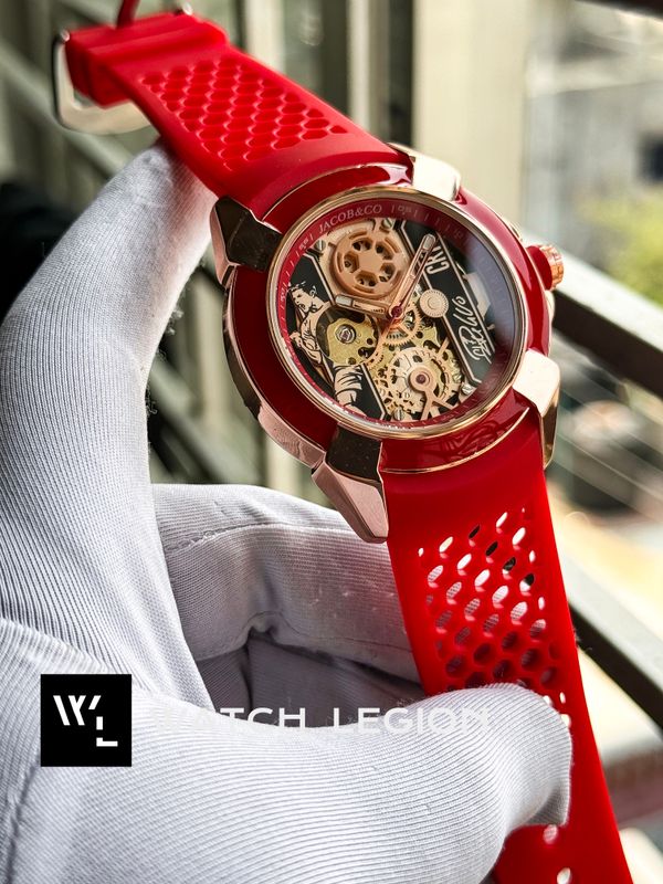 JACOB & CO ROSE GOLD CASE RED BELT