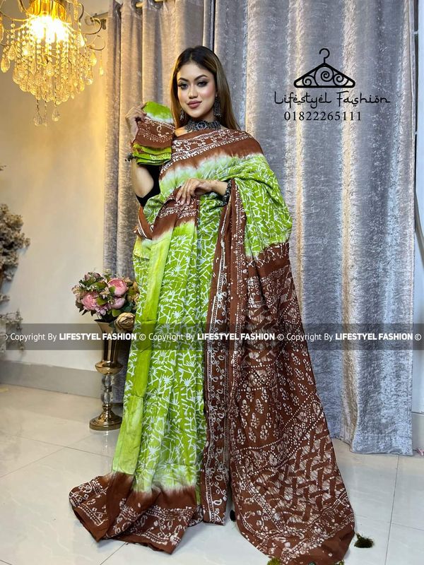 কালারফুল সিল্ক বাটিক শাড়ি (LF-SC-820)