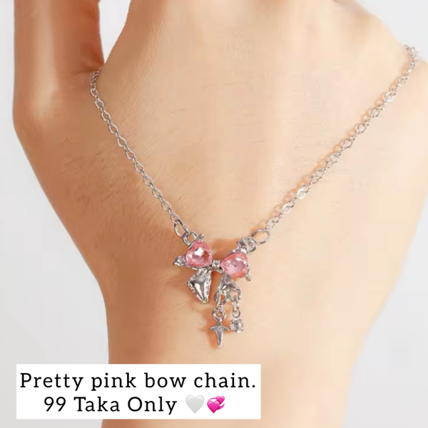 Pretty pink bow chain.99 Taka Only 🤍💞