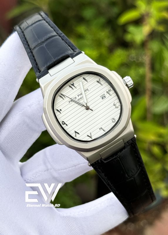 PATEK PHILLIPE ARABIC NAUTILUS WHITE DIAL BLAC BELT