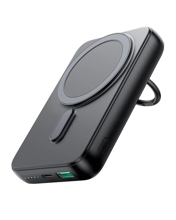 Joyroom JR-W050 20W 10000mah Magnetic Wireless Power Bank with Ring Holder- Black Color