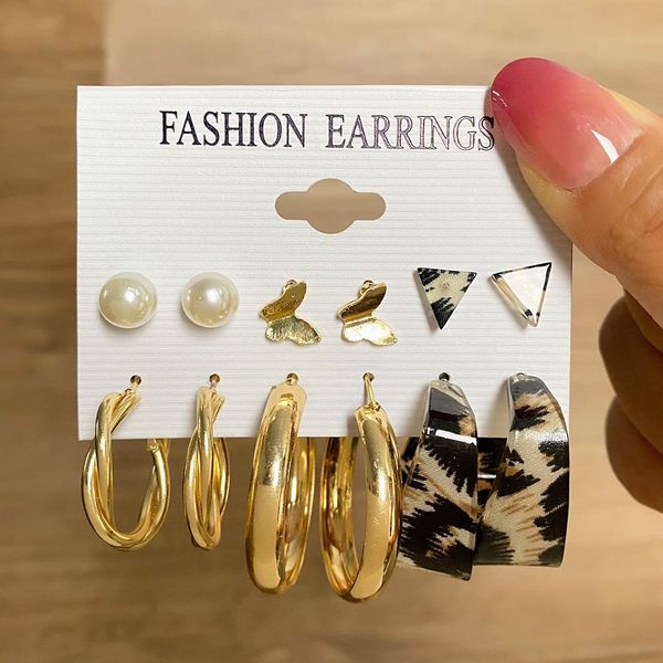 leopard design 6pairs earring