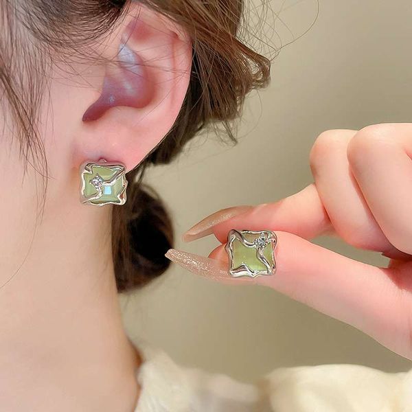 Opal stone square earrings