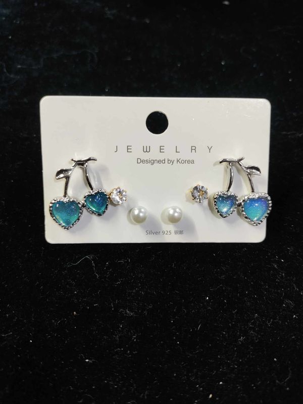 Blue moonstone cherry earrings set