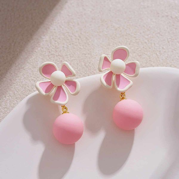 Pink flower earrings