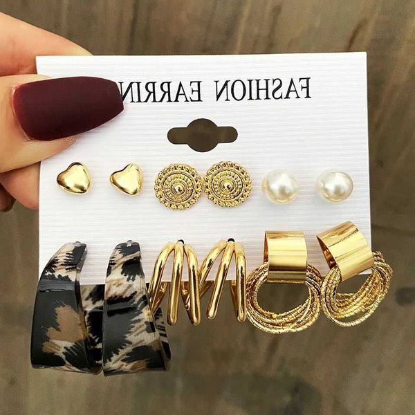 leopard print 6pairs earring set