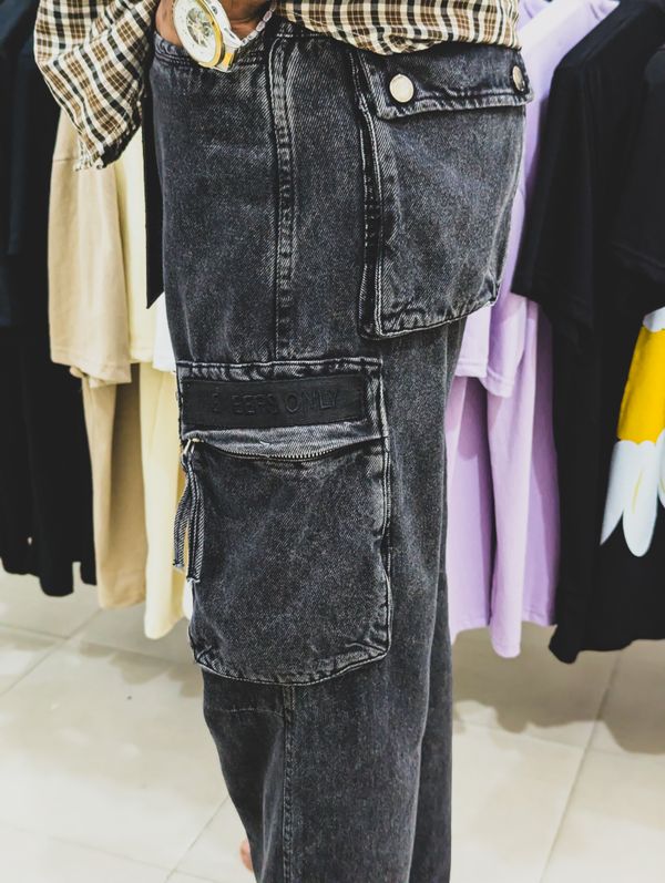 Cargo Denim Jeans// Washed Black (Copy) - Image 2