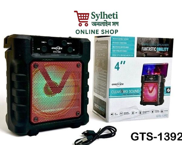 GREATNICE GTS-1392 Bluetooth, USB, TF Card & FM Radio Supported RGB Lighting 4 Inch Driver Speaker