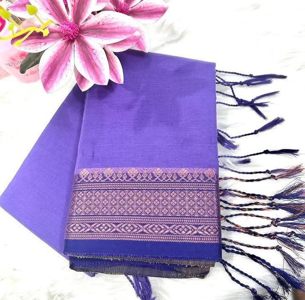 Purple colour Handloom Saree with Zari Border