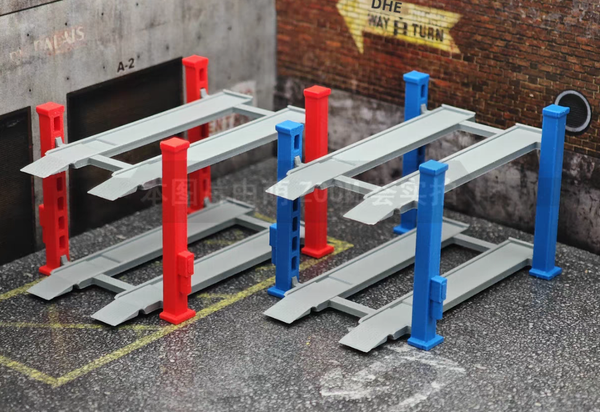 1:64 Adjustable Height Double Layer Car Repair Lift Platform (Red)