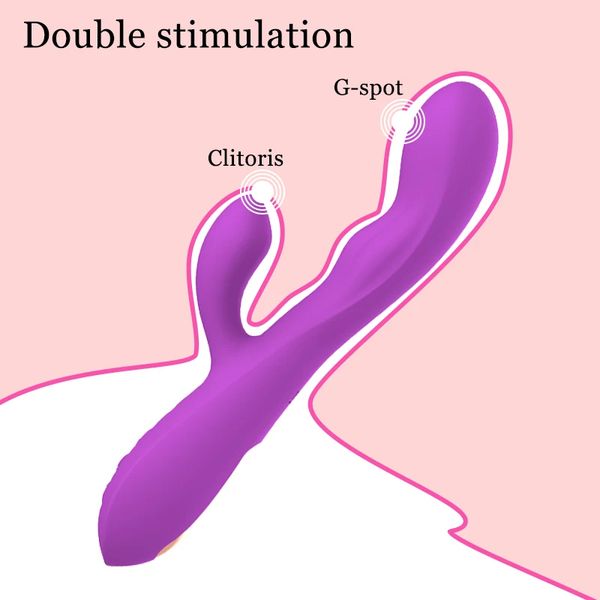 Rabbit Vibrator G-spot Dildo Massager For Women Clitoris Nipple Dual Stimulation 2 In 1 Vaginal Sex Toys For Adults