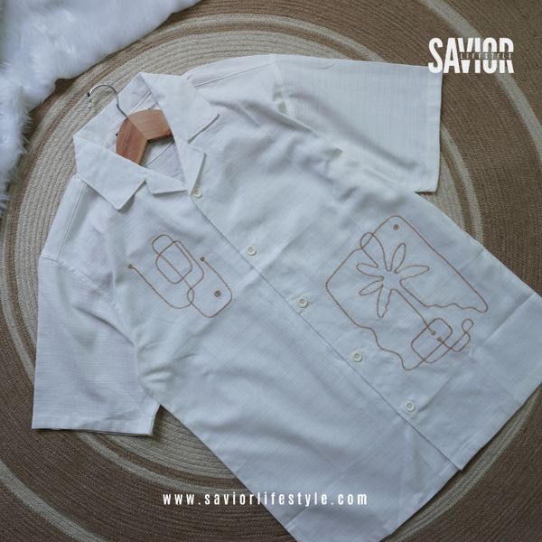 Island Calm - Drop Shoulder Embroidery Shirt