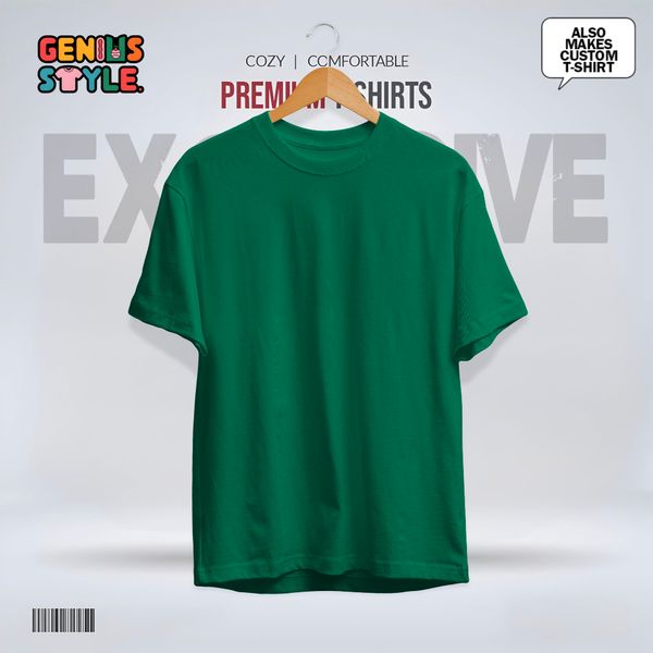 Bottle Green Premium Drop Shoulder Solid T-shirt