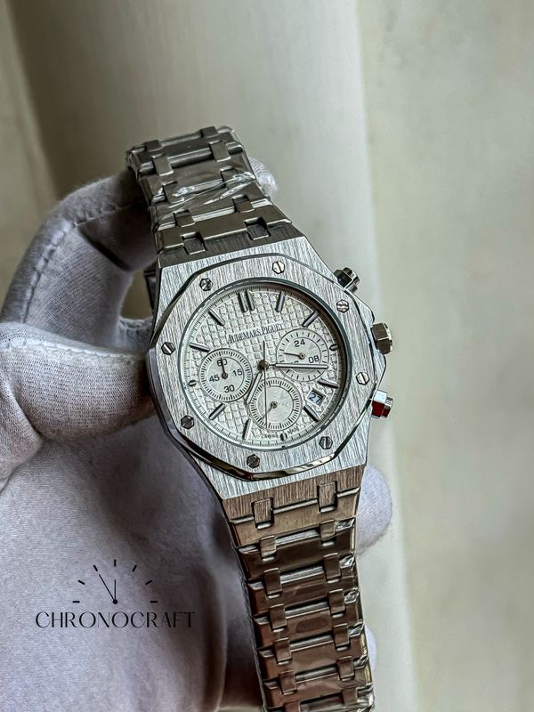Audemars Piguet Royal Oak Chronograph White Dial-Silver Stainless Steel AA