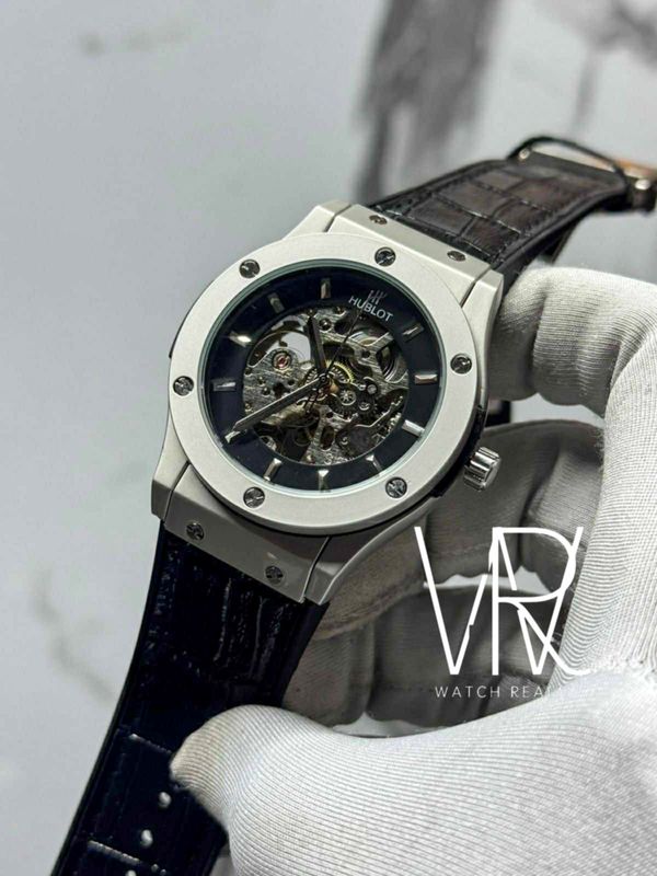 HUBLOT AUTO BLACK DIAL LEATHER BELT