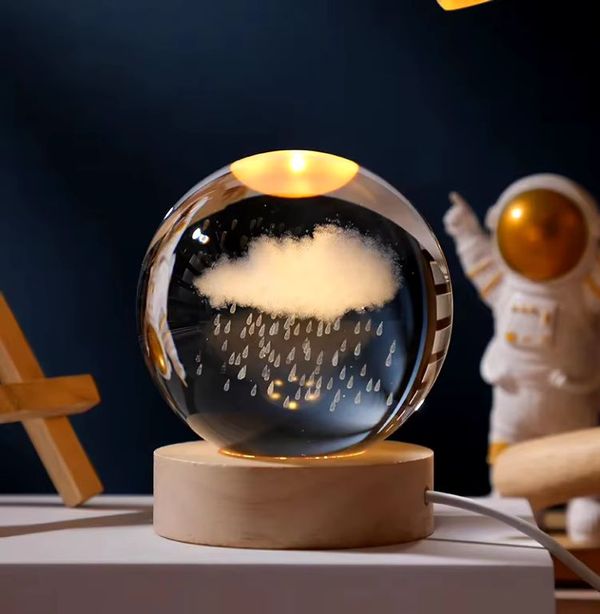 7 Color Changing LED 3D Crystal Ball .