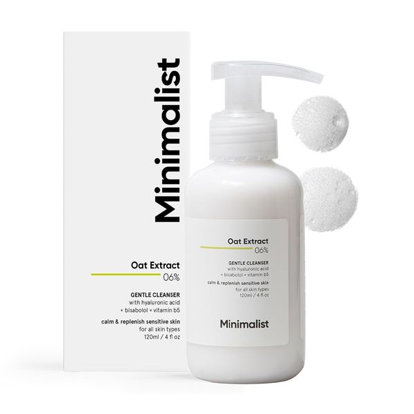Minimalist 6% Oat Extract Gentle Face Wash | For Sensitive, Dry & Dehydrated Skin | With Hyaluronic Acid for Intense Hydration | 120ml