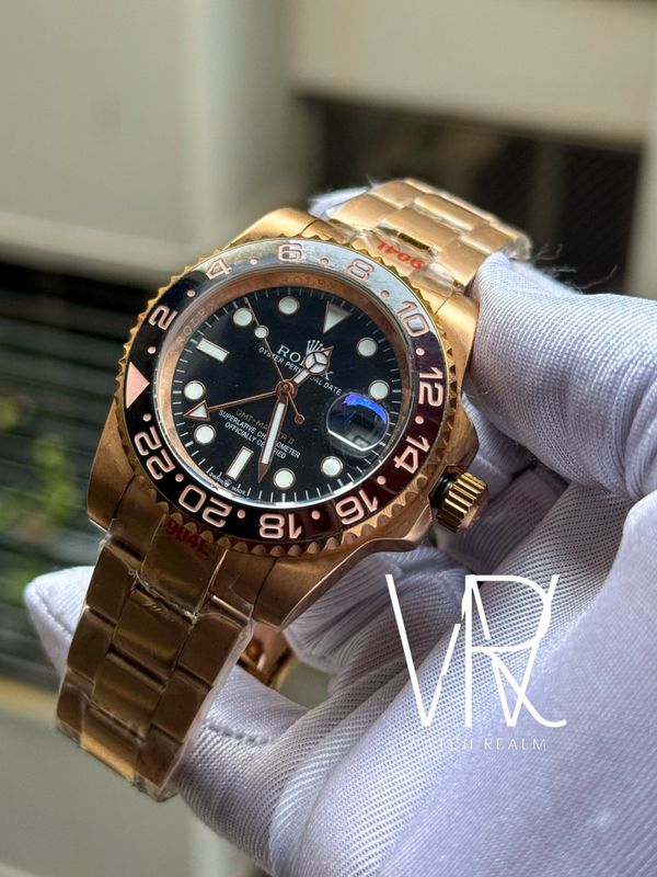 ROLEX GMT MASTER II ROSE GOLD BLACK DIAL