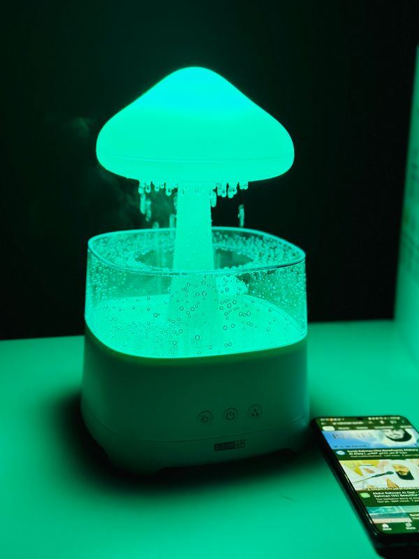 5 IN 1 Bluetooth Speaker Rain Cloud Humidifier, switchable 7 colors, 450ml capacity super quiet, intelligent anti-dry function