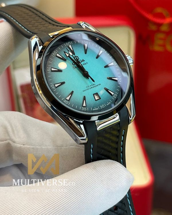 OMEGA AQUATERRA AUTOMATIC | TIFFANY DIAL | BLACK SILICONE BELT (SEMI AAA)