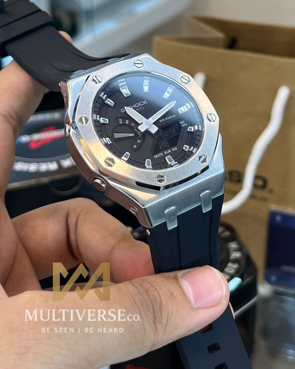 GSHOCK CASIOAK SILVER BLACK (AAA)