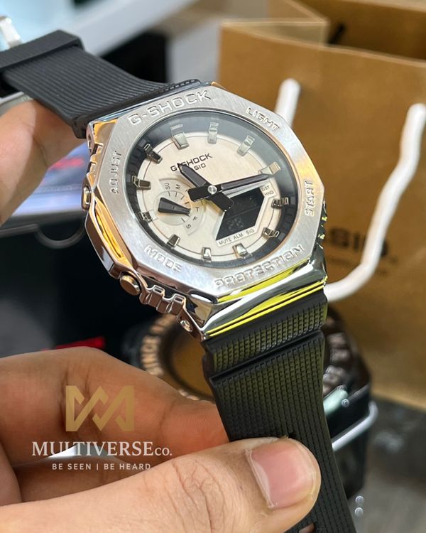 GSHOCK GM2100 |SILVER BODY | SILVER DIAL | BLACK BELT (AAA)