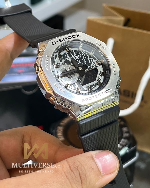GSHOCK GM2100|SILVER BODY | TIGER ENGRAVING | BLACK BELT (AAA)