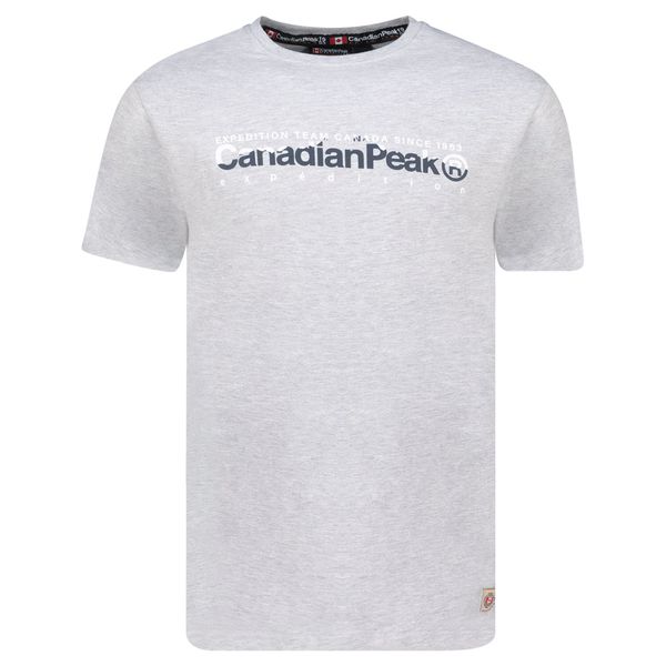 Canadian Peak JOPEAKEAK Homme - T-Shirt Col Rond avec Impressions et Drapeau Gris Clair