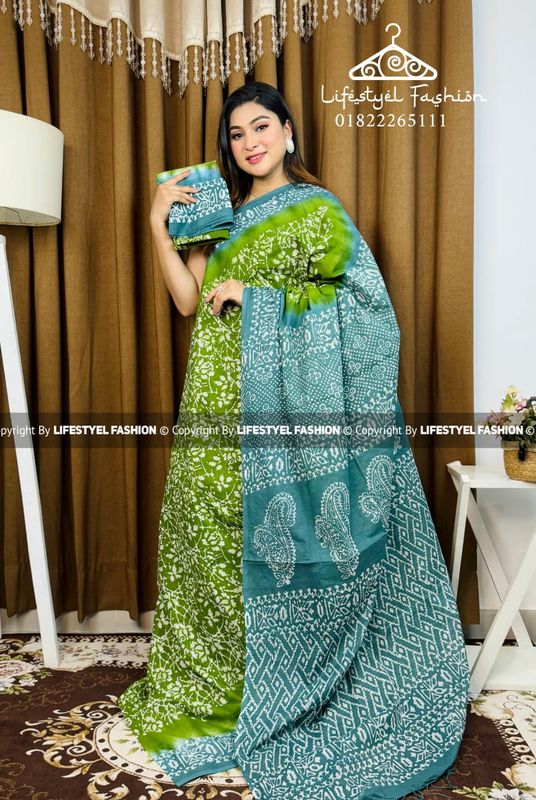 প্রিমিয়াম কোয়ালিটি সুতি বাটিক শাড়ি (LF-S-389)