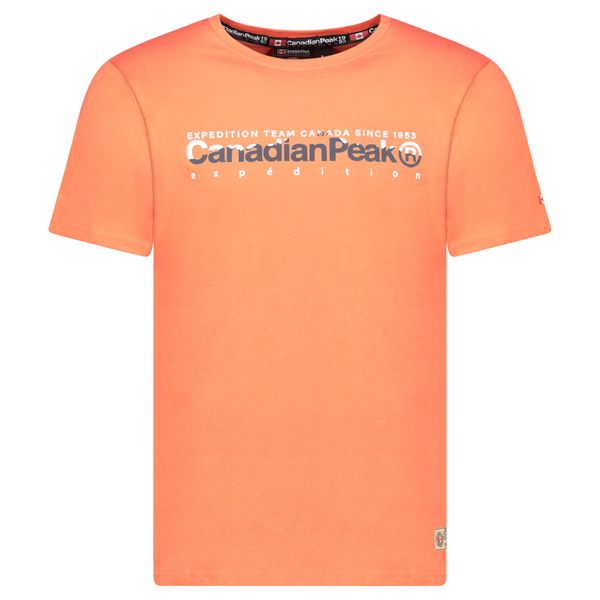 Canadian Peak JOPEAKEAK Homme - T-Shirt Col Rond avec Impressions et Drapeau Corail