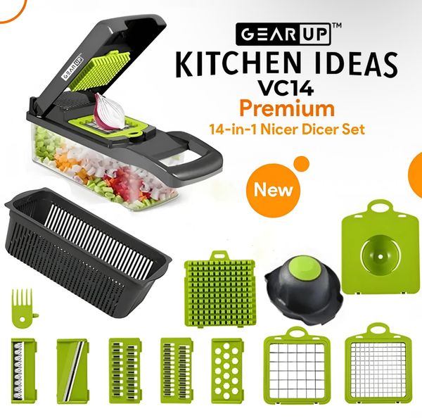 GearUP VC14 Premium 14-in-1 Vegetable and Fruits Multifuction Cutting Slicer Kitchen Tools