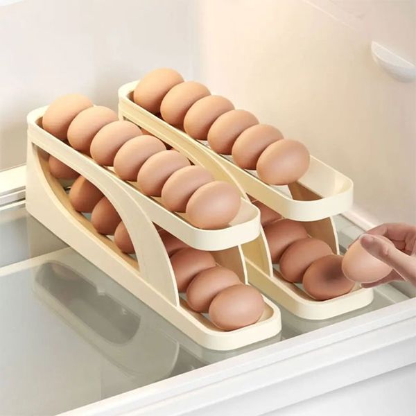 Stackable Egg Storage Box – Automatic Rolling Refrigerator Organizer