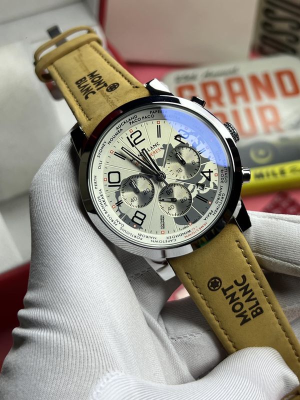 Mont Blanc Hemisphere Belt Mustard White Dial