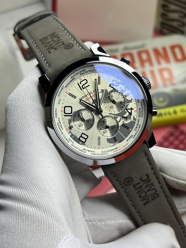 Mont Blanc Hemisphere Belt Grey White Dial