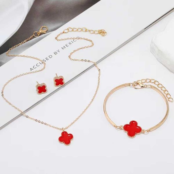 Clover Necklace, Bracelet and Earrings Combo set