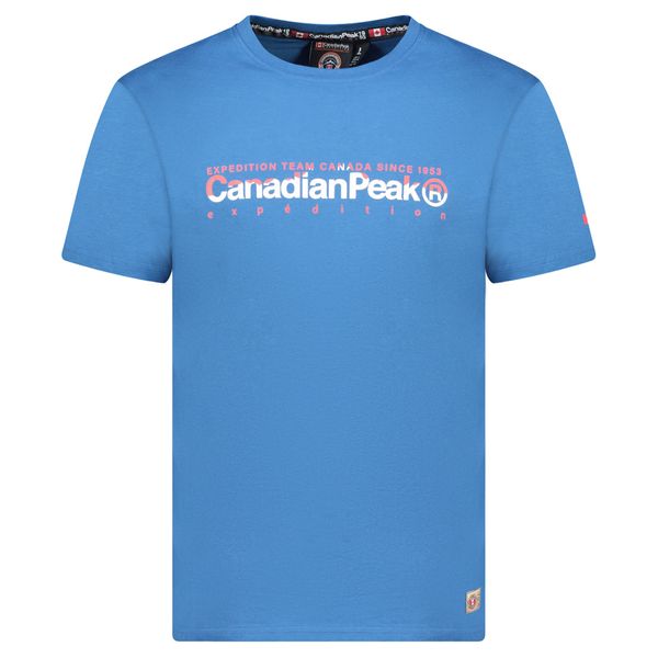 Canadian Peak JOPEAKEAK Homme - T-Shirt Col Rond avec Impressions et Drapeau Bleu