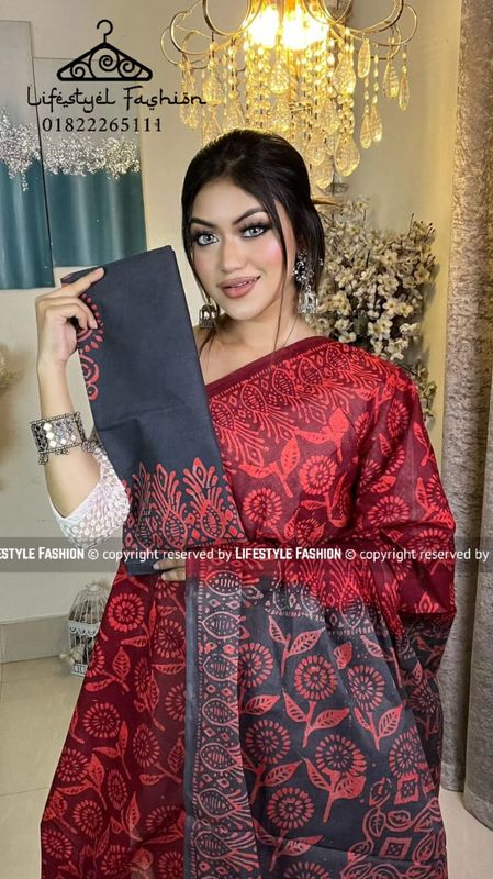 প্রিমিয়াম কোয়ালিটি সুতি বাটিক শাড়ি (LF-C-310)